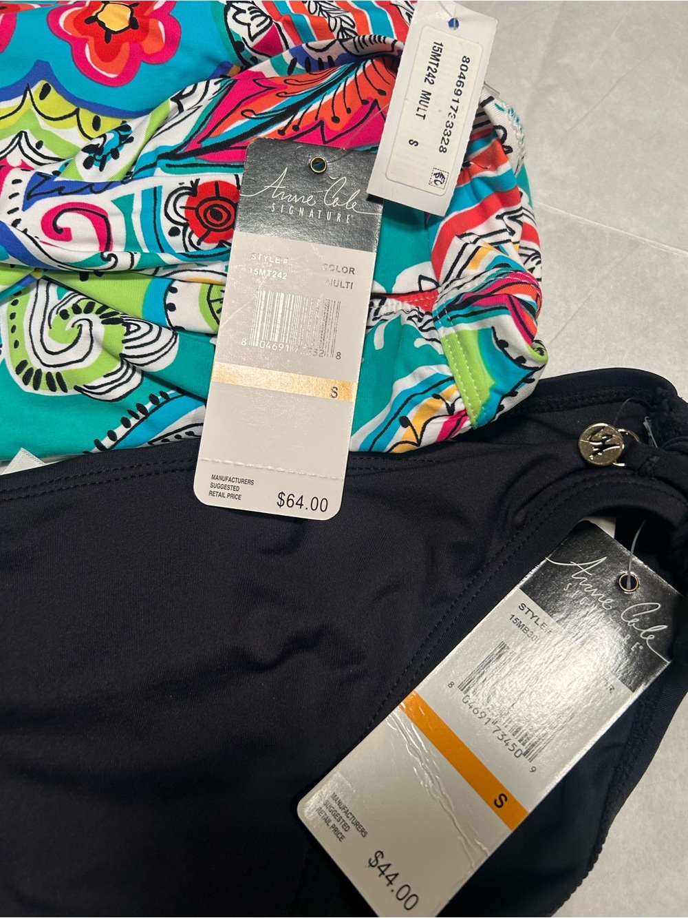 Anne Cole Multicolor Floral & Black Two-Piece Swimsuit - Picture 1 of 3